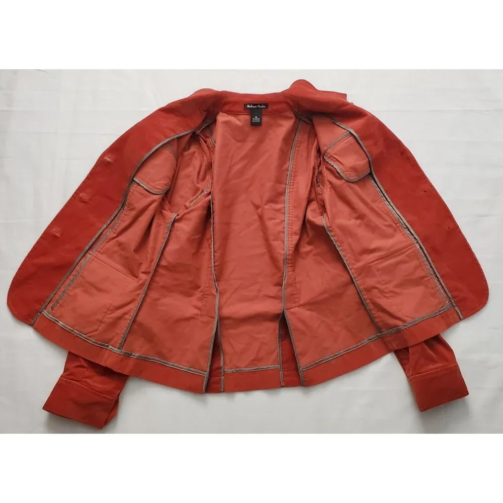 Madison Studio Women’s Rustic Red Corduroy Button Front Blazer Jacket Size 10 - Picture 6 of 12